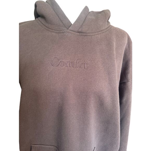 Comfrt Oversized Brown Hoodie Cozy Minimalist Neutral Streetwear Sweatshirt L - Picture 5 of 8